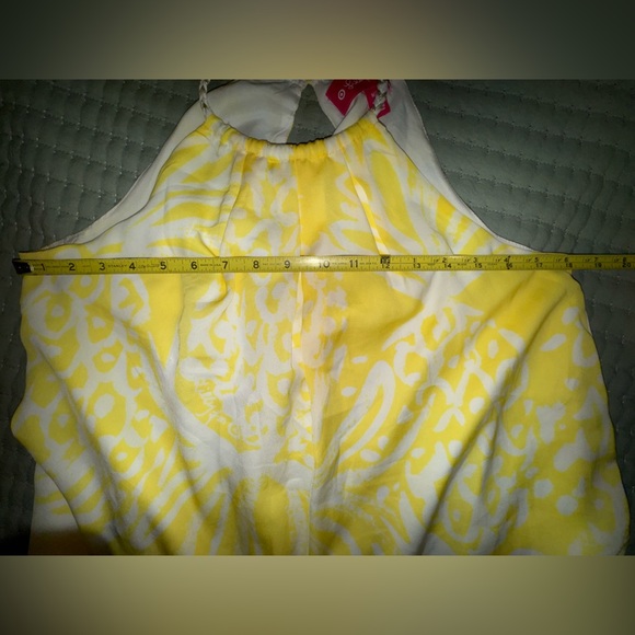 LILLY PULITZER Target Yellow white Pineapple Punch rope w gold trim tank sz Med - Picture 3 of 11